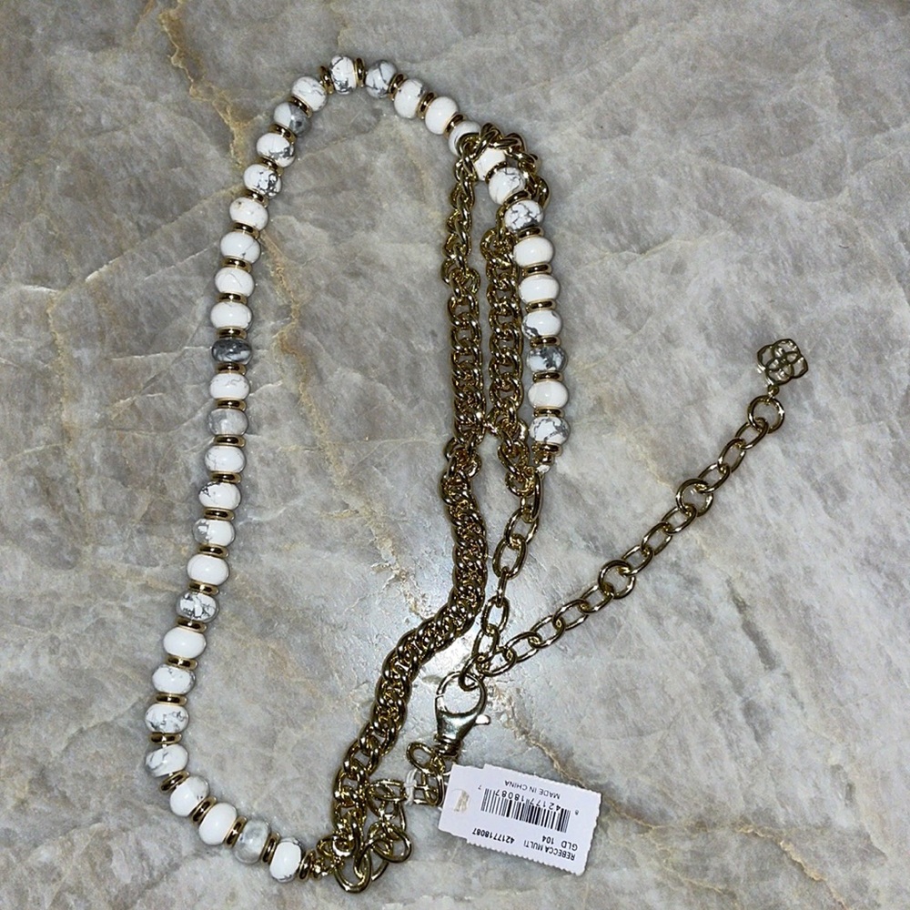 SOLD❌ NWT✨ Kendra Scott l Rebecca Gold Multi Strand Necklace in White Howlite - Picture 9 of 12